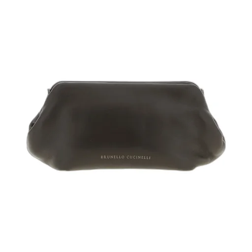 Leather Chain-Strap Clutch Bag