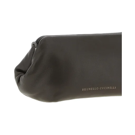 Leather Chain-Strap Clutch Bag