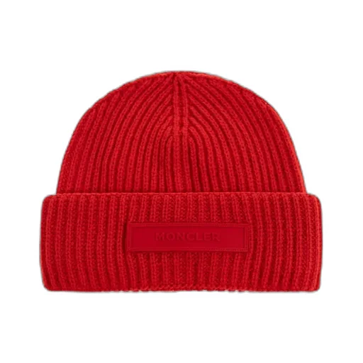 Ribbed Logo-Plaque Beanie
