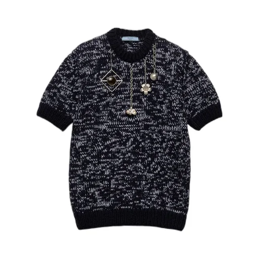 Prada Pendant-Detailed Short-Sleeved Jumper
