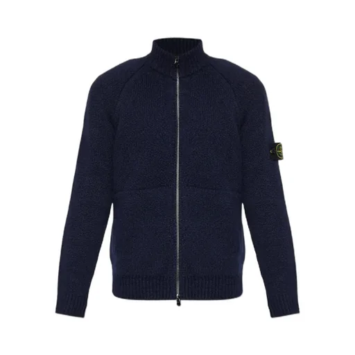 Stone Island Logo Patch Zip-Up Cardigan