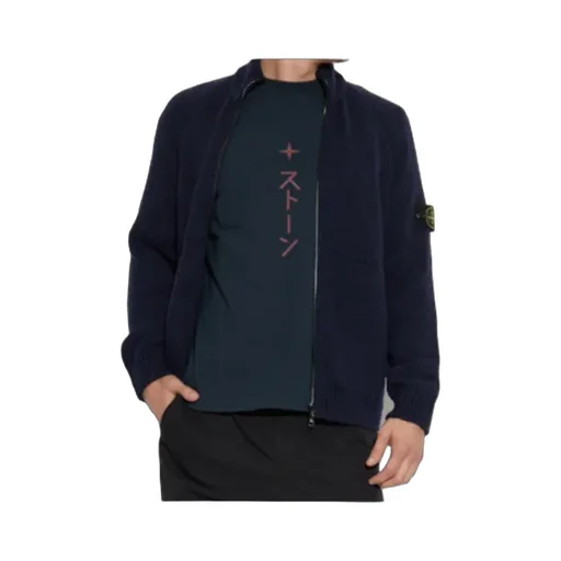 Stone Island Logo Patch Zip-Up Cardigan