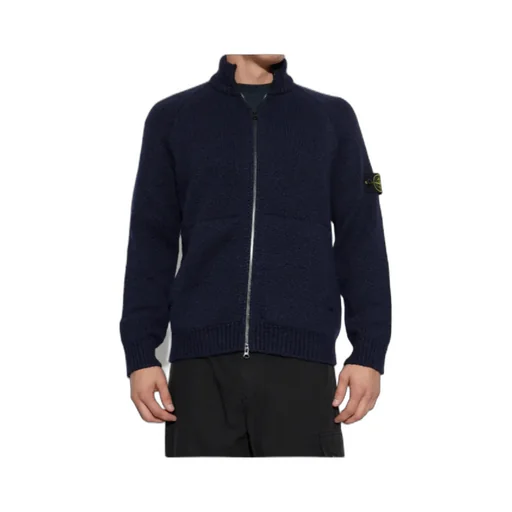 Stone Island Logo Patch Zip-Up Cardigan