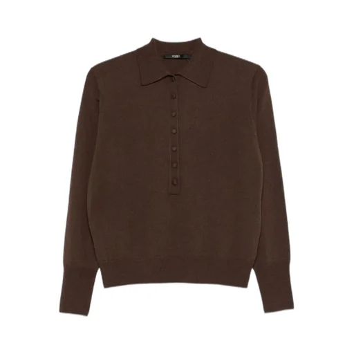Button-Placket Long-Sleeves Polo Top