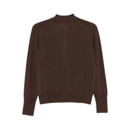 Button-Placket Long-Sleeves Polo Top