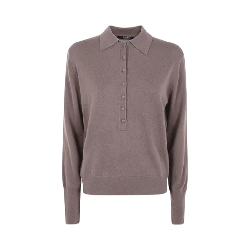 Button-Placket Long-Sleeves Polo Top