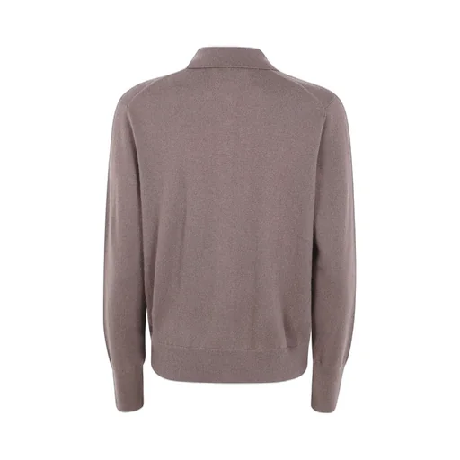 Button-Placket Long-Sleeves Polo Top