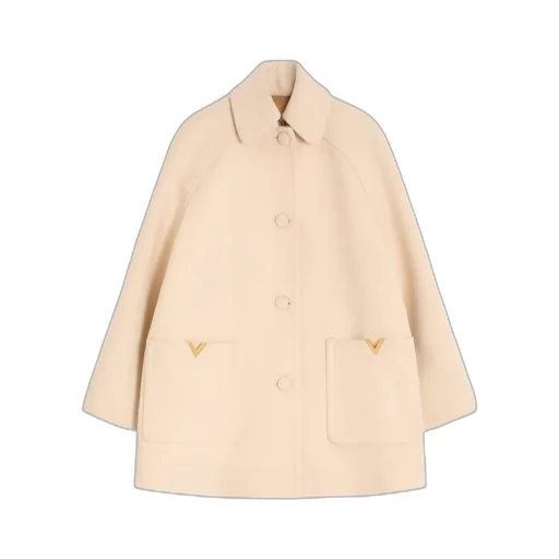 Valentino Garavani Logo Plaque Button-Up Peacoat