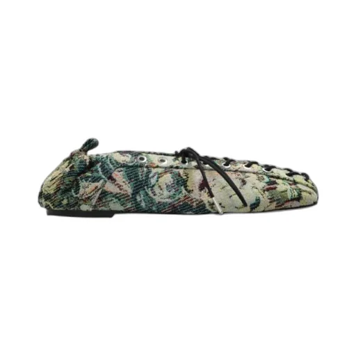 Lace-Up Ballerinas In Tapestry