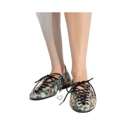 Lace-Up Ballerinas In Tapestry