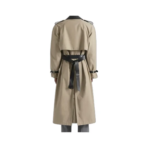 Trench-Coat In Cotton With Leather Details