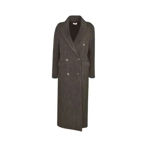 P.A.R.O.S.H. Herringbone Double-Breasted Long Coat