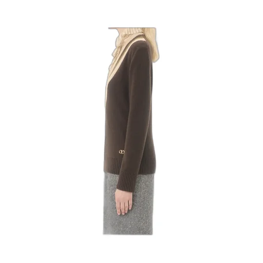 Valentino Logo Plaque V-Neck Jumper