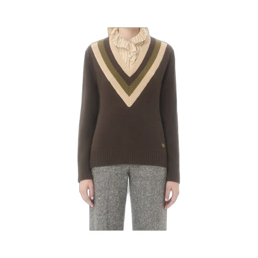 Valentino Logo Plaque V-Neck Jumper