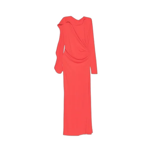 Draped Long-Sleeve Maxi Dress