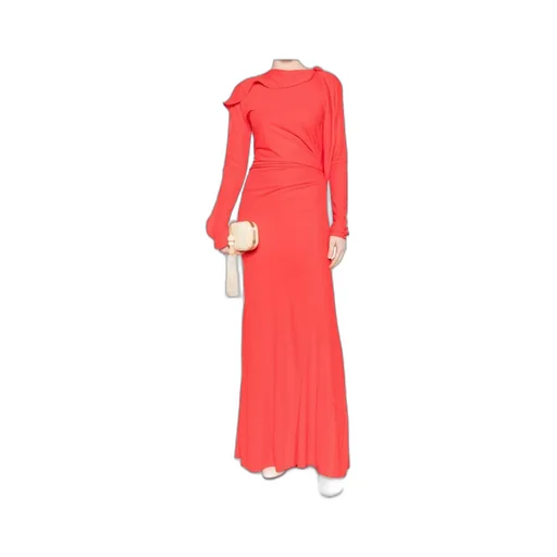 Draped Long-Sleeve Maxi Dress