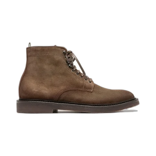 Taupe Suede Lace-Up Boots