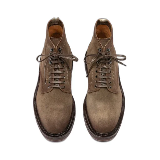 Taupe Suede Lace-Up Boots