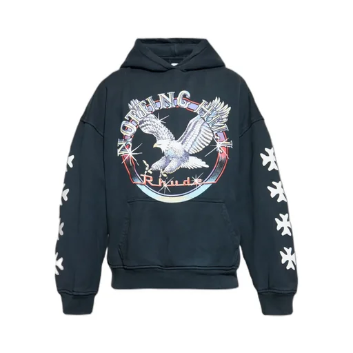 Eagle Graphic Star-Embellished Hoodie