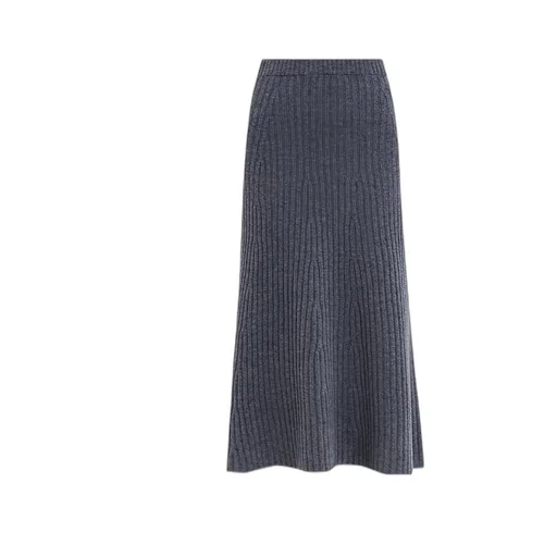 Ribbed Flared Midi Skirt