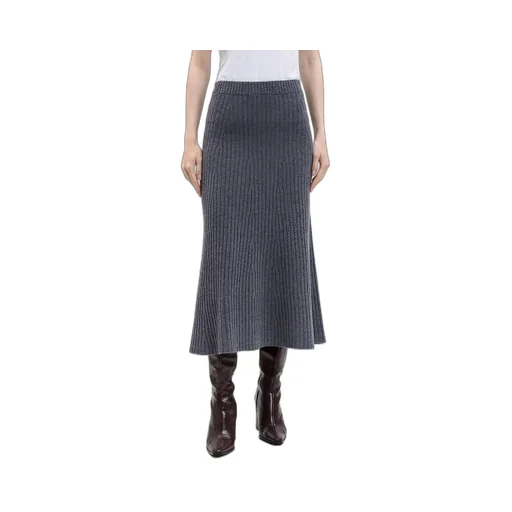 Ribbed Flared Midi Skirt