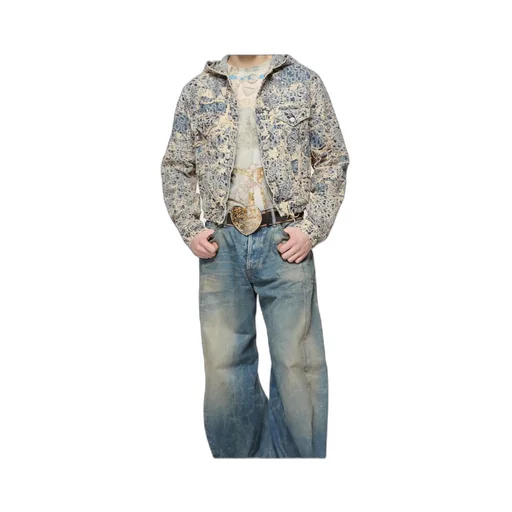 Hooded Distressed Denim Jacket
