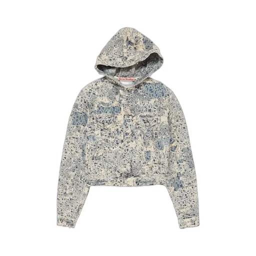 Hooded Distressed Denim Jacket
