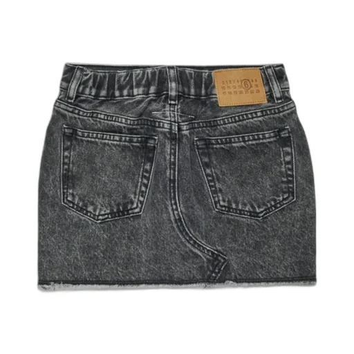 Mm6 Maison Margiela Kids Raw-Cut Hem Denim Mini Skirt