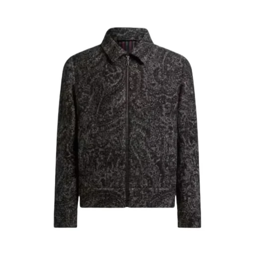 Wool-Blend Jacquard Bomber Jacket