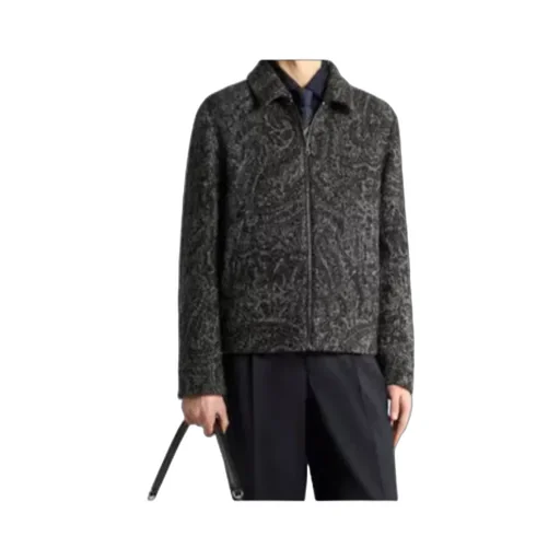 Wool-Blend Jacquard Bomber Jacket