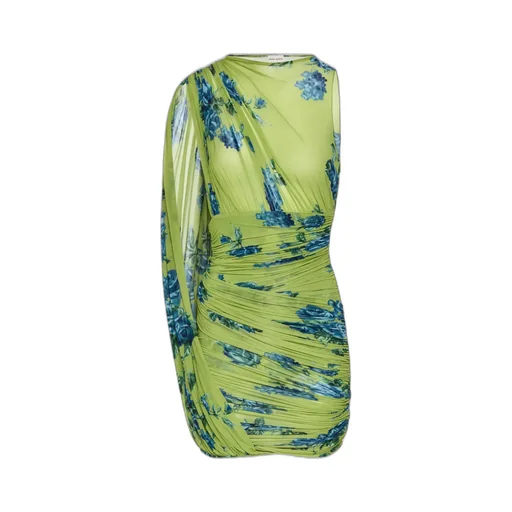 Floral-Print Draped Mini Dress
