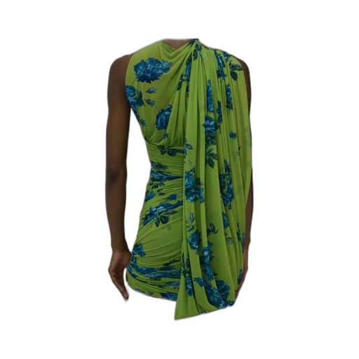 Floral-Print Draped Mini Dress