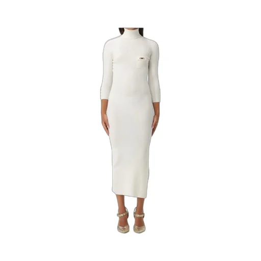 Ribbed Roll-Neck Side-Slit Midi Dress