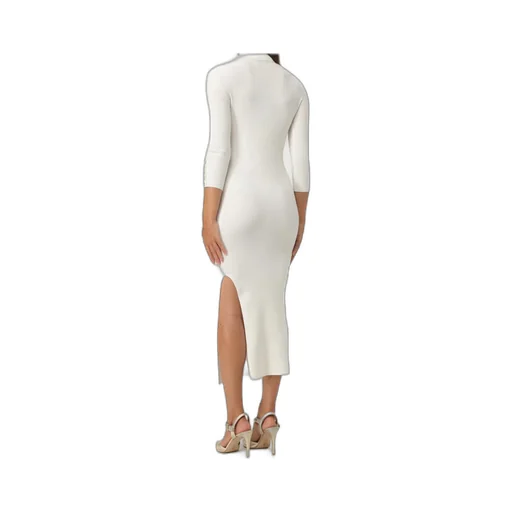 Ribbed Roll-Neck Side-Slit Midi Dress