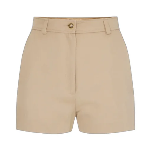 Gold-Button Gabardine Shorts