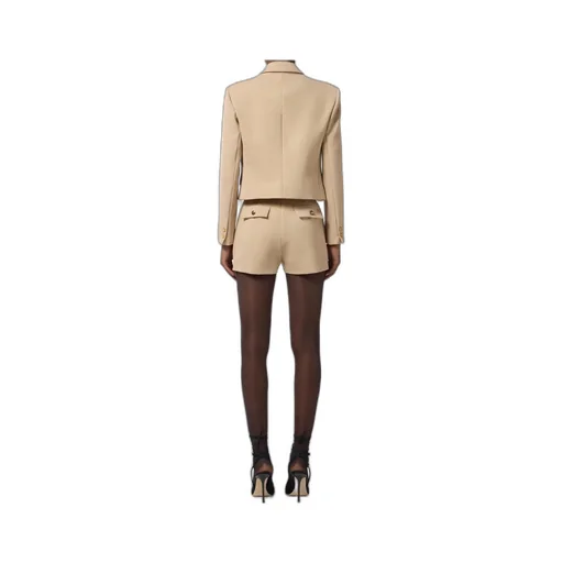 Gold-Button Gabardine Shorts