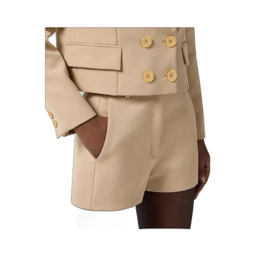 Gold-Button Gabardine Shorts