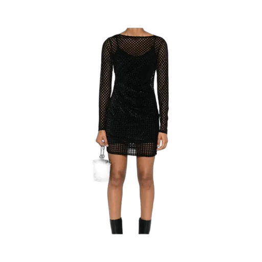 Glitter Net Long-Sleeve Dress