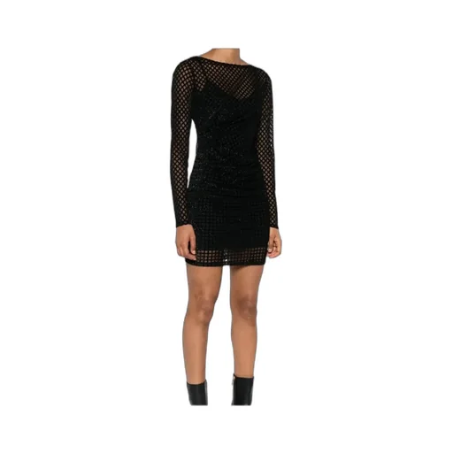 Glitter Net Long-Sleeve Dress