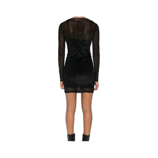 Glitter Net Long-Sleeve Dress