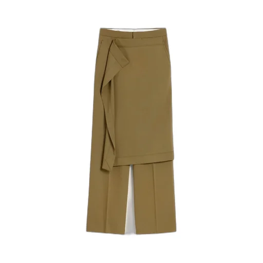 Green Wool Front Panel Large Trousers
