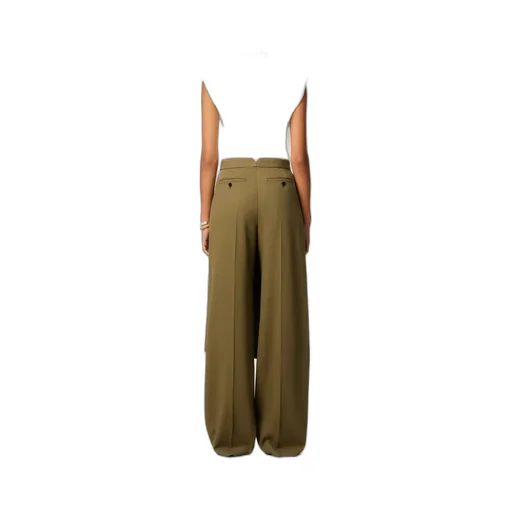 Green Wool Front Panel Large Trousers
