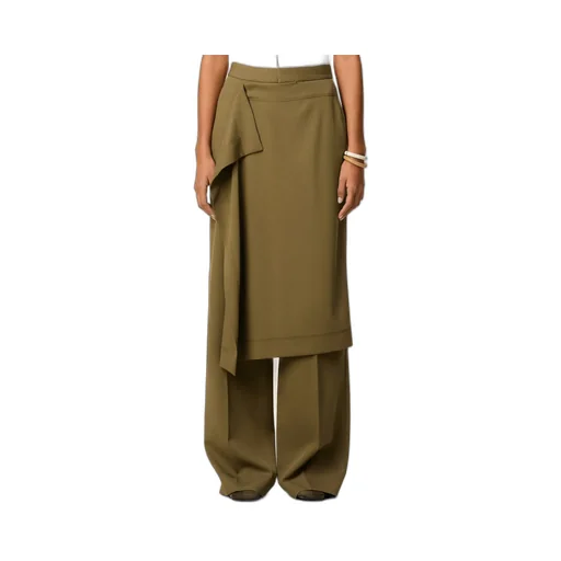 Green Wool Front Panel Large Trousers
