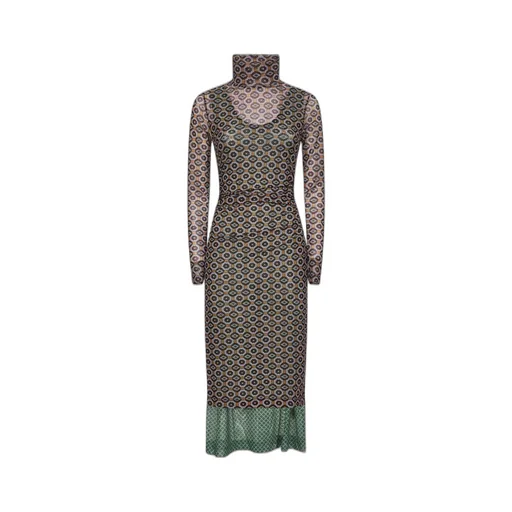 Printed Mesh Layered Midi Dress