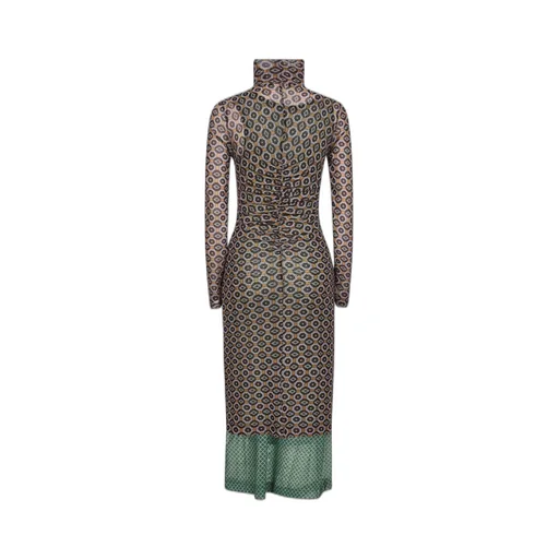 Printed Mesh Layered Midi Dress