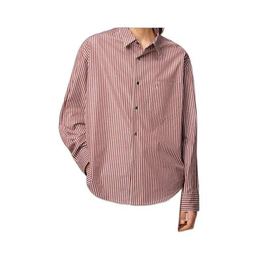 Ami Paris Striped Logo Embroidered Shirt