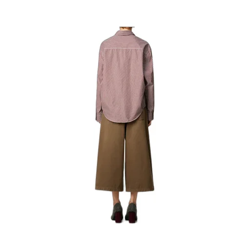 Ami Paris Striped Logo Embroidered Shirt