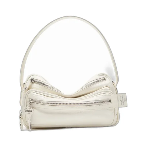 Triple-Zip Leather Shoulder Bag