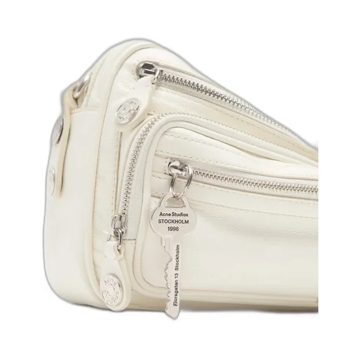Triple-Zip Leather Shoulder Bag