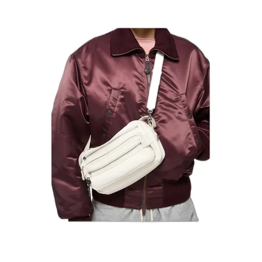 Triple-Zip Leather Shoulder Bag